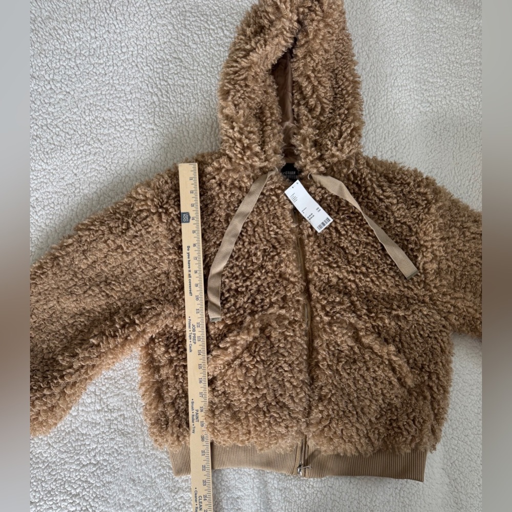 Urban Outfitters Brown Teddy Sherpa Fleece Hooded Zip Up Jacket Women Size S - Picture 6 of 9
